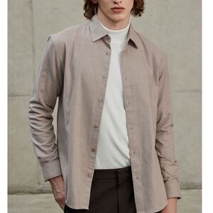 MIND BRIDGE common basic flannel shirt in Beige SZ: 100 (Medium)